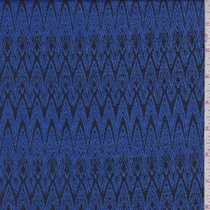 1 YD PC-Electric Blue/Black Art Deco Jacquard Double Knit Fabric