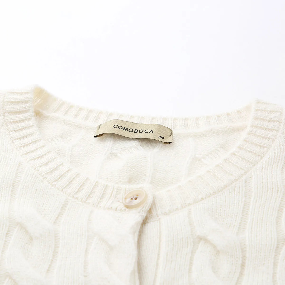 100% Cashmere Cable Knit Button-Up Cardigan