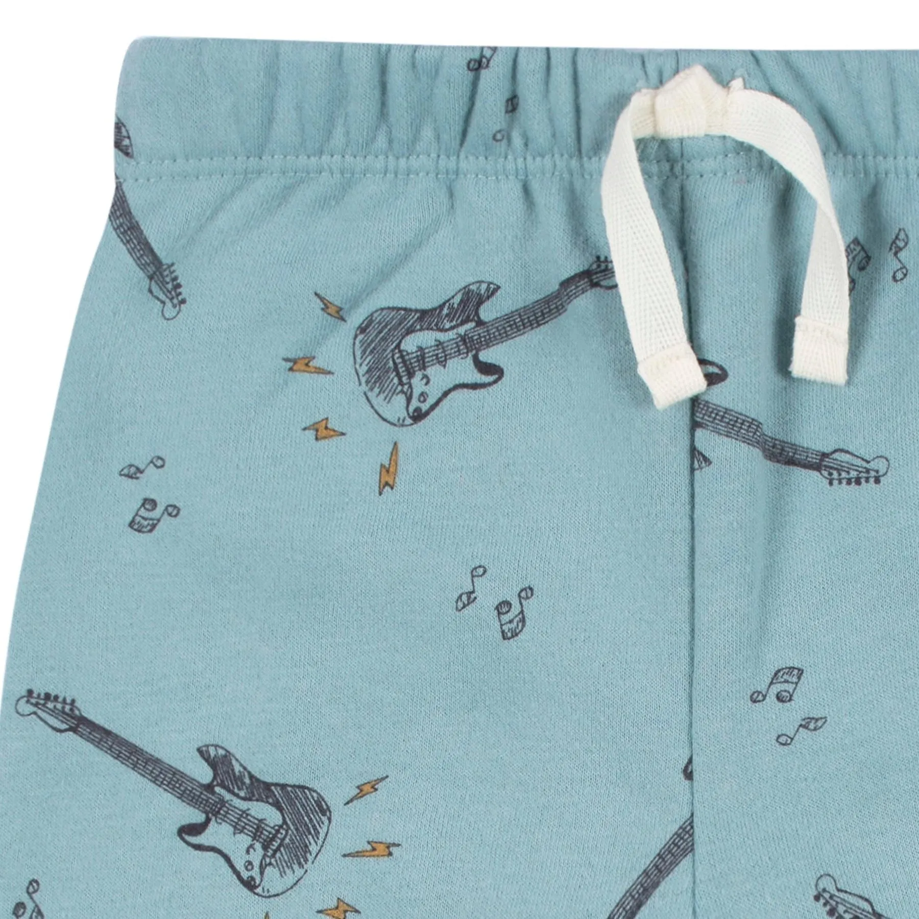 2 piece Top   Pant Set - Teal Guitars