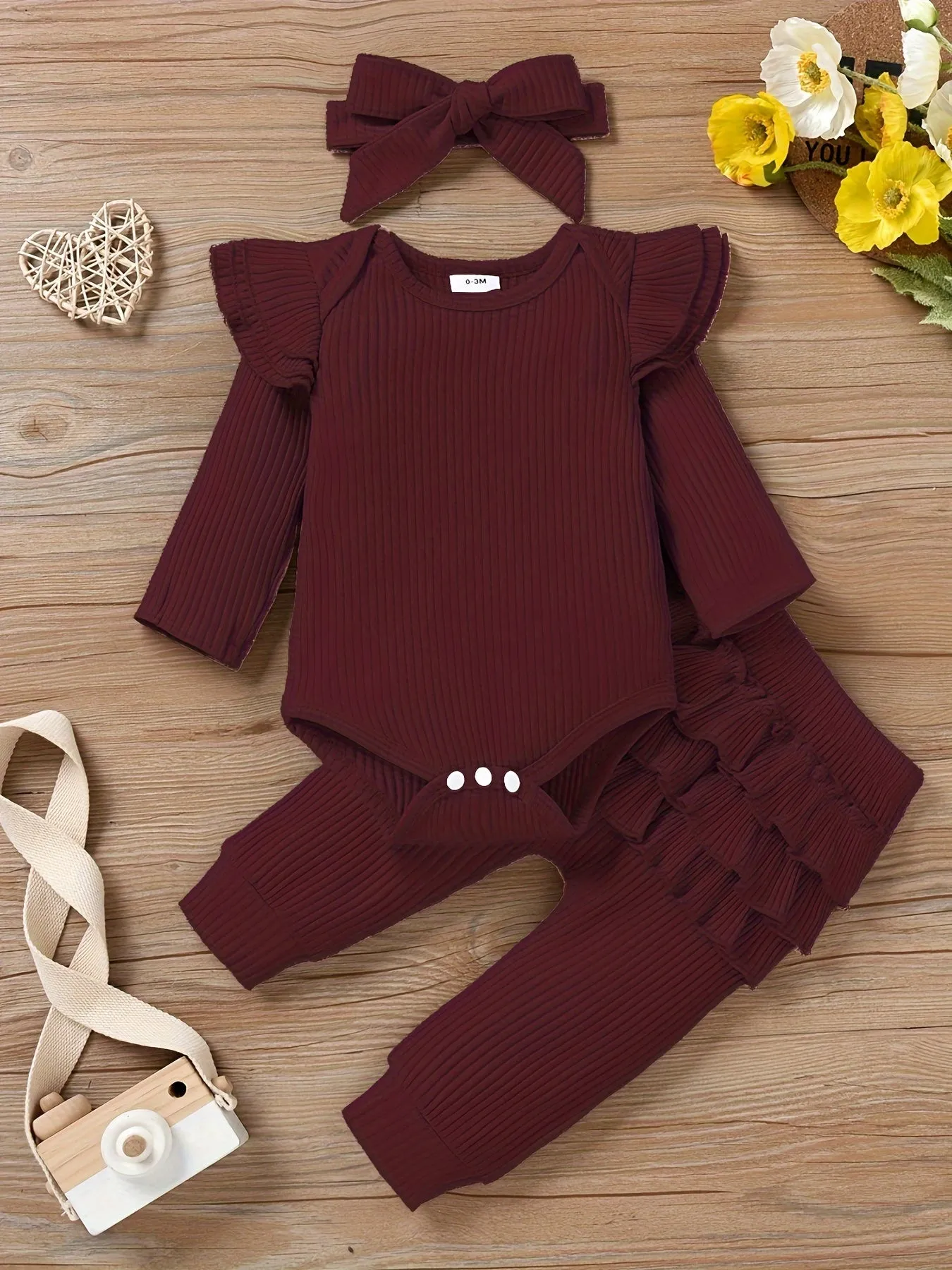 Adorable Infant Girls 3Pc Ruffle Outfits 018 Months