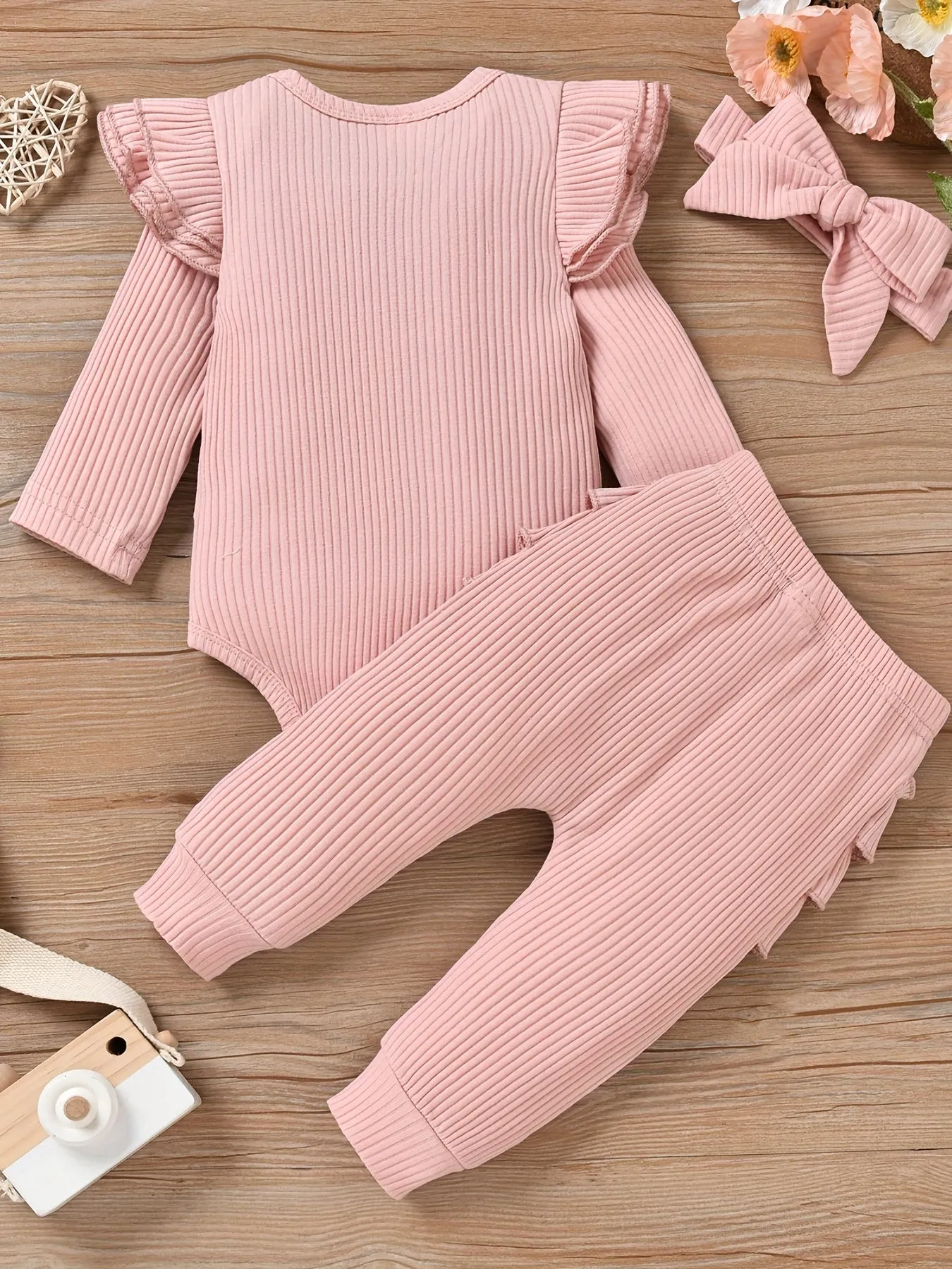 Adorable Infant Girls 3Pc Ruffle Outfits 018 Months