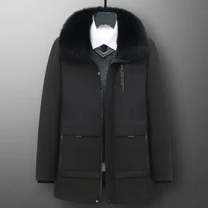 Autumn Work Outwearing Long Parka Men Winter Parka Fleece Lined Thick Warm Fur Collar Coat Male Size 5XL Plush Jacket