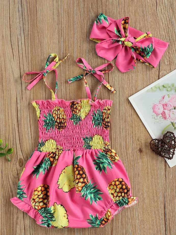 Baby Pink Pineapple Print Onesie