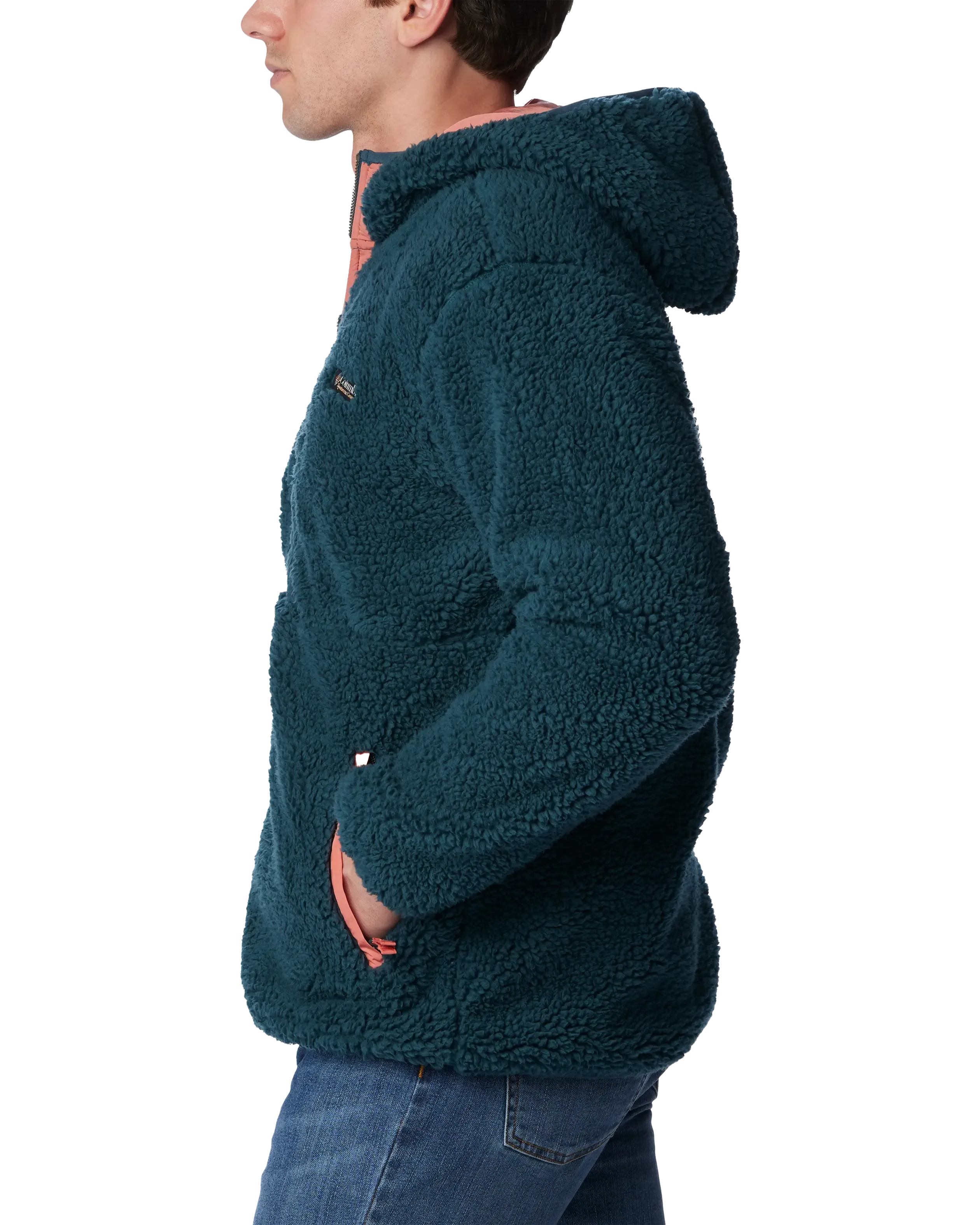 Backbowl Sherpa Hooded Jacket in Night Wave & Faded Peach