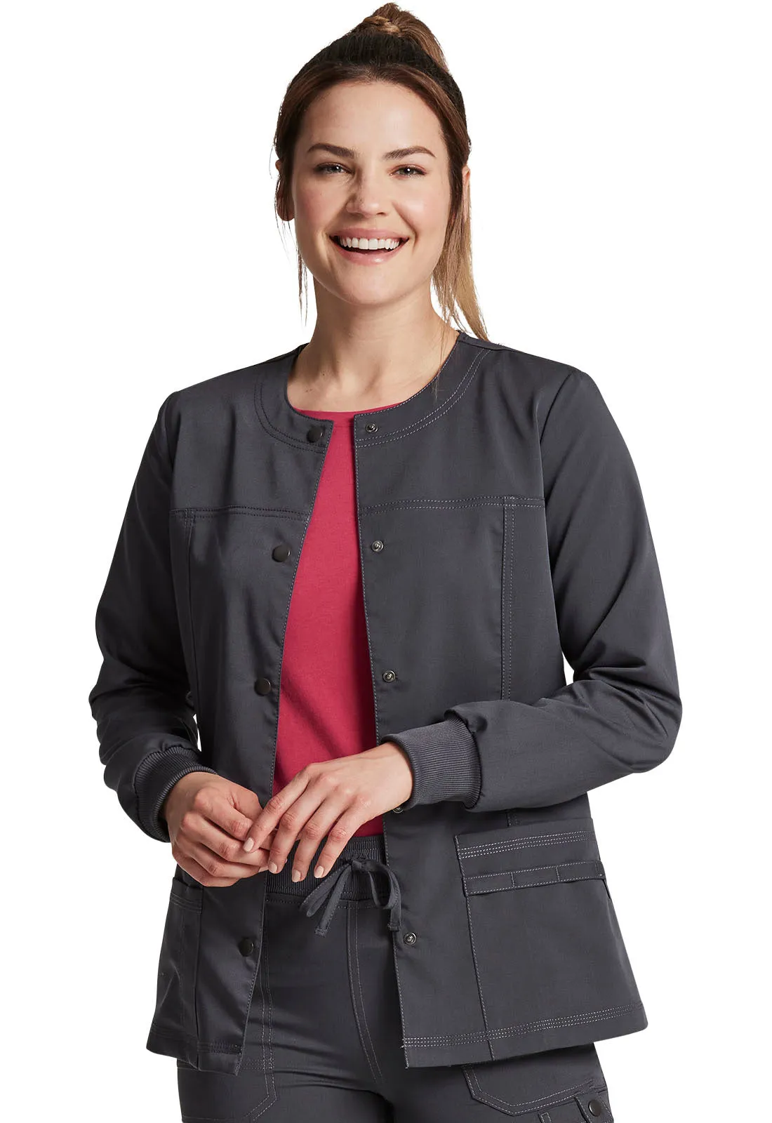 Balance - Women's Snap Front Solid Scrub Jacket