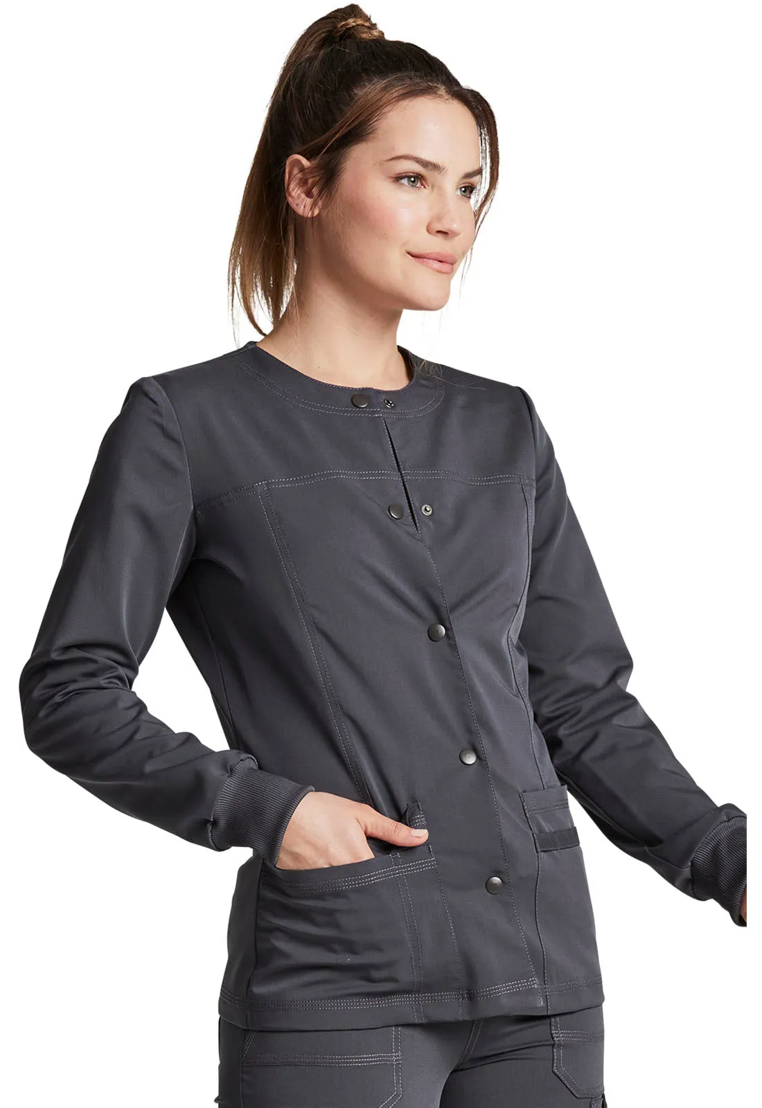 Balance - Women's Snap Front Solid Scrub Jacket