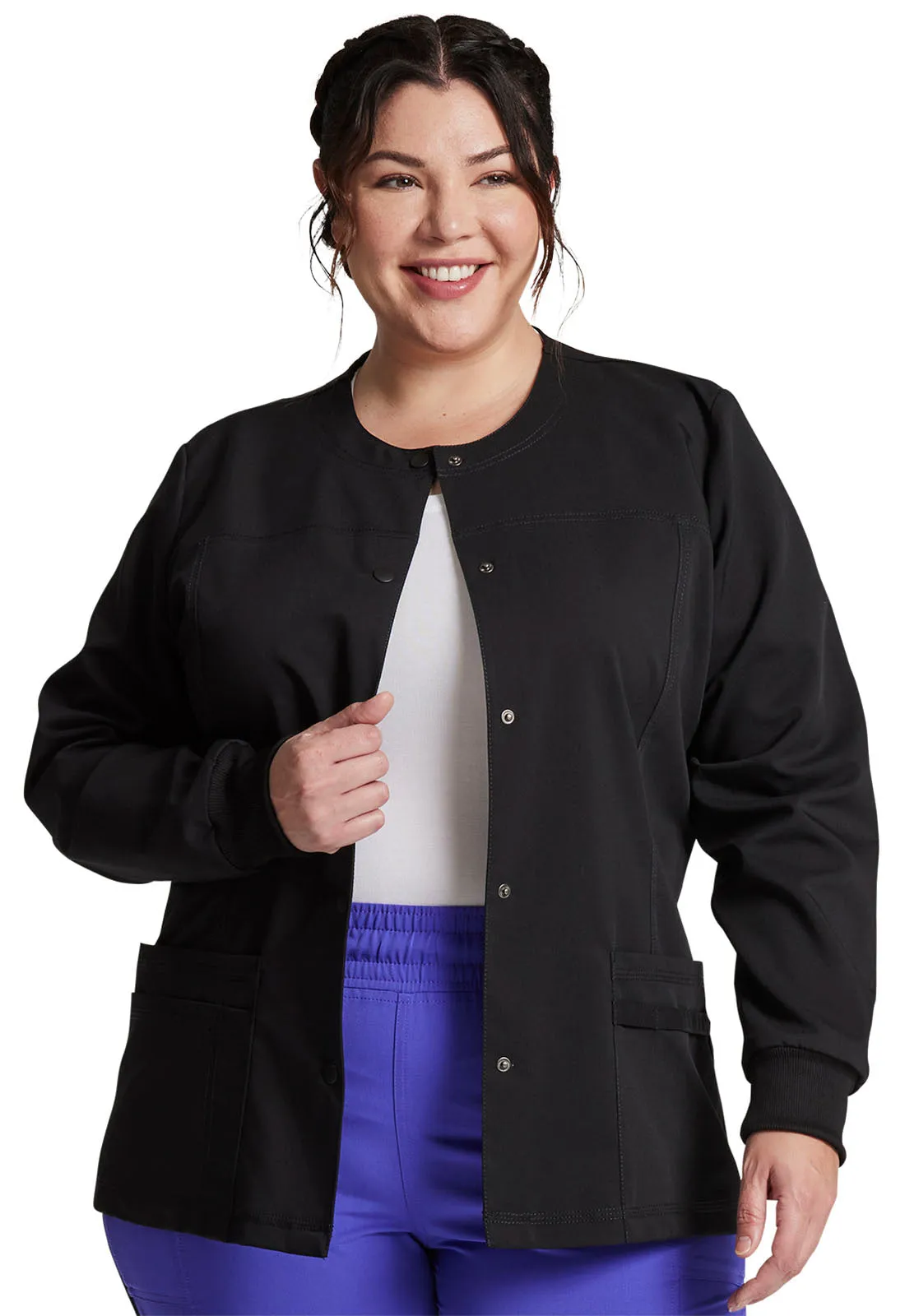 Balance - Women's Snap Front Solid Scrub Jacket