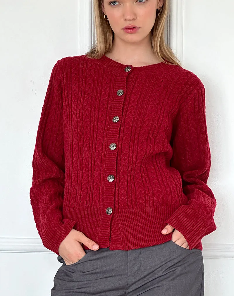 Bavana Cardigan in Deep Red