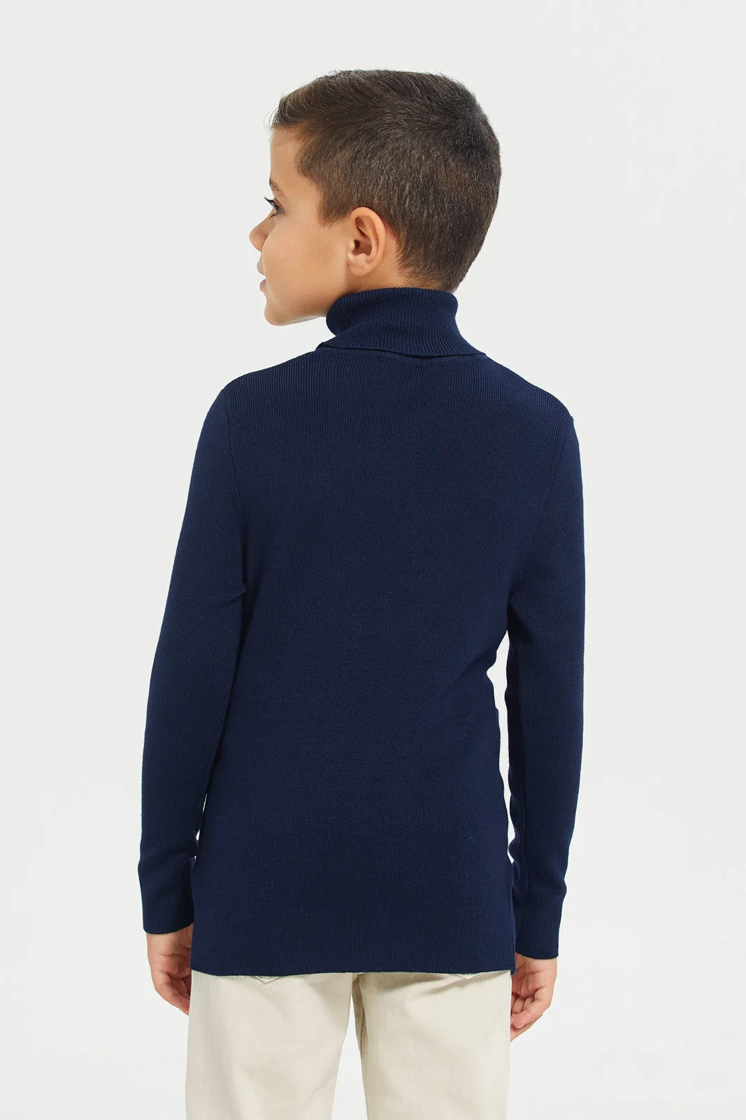 Bjr Navy Hi Neck Pullover