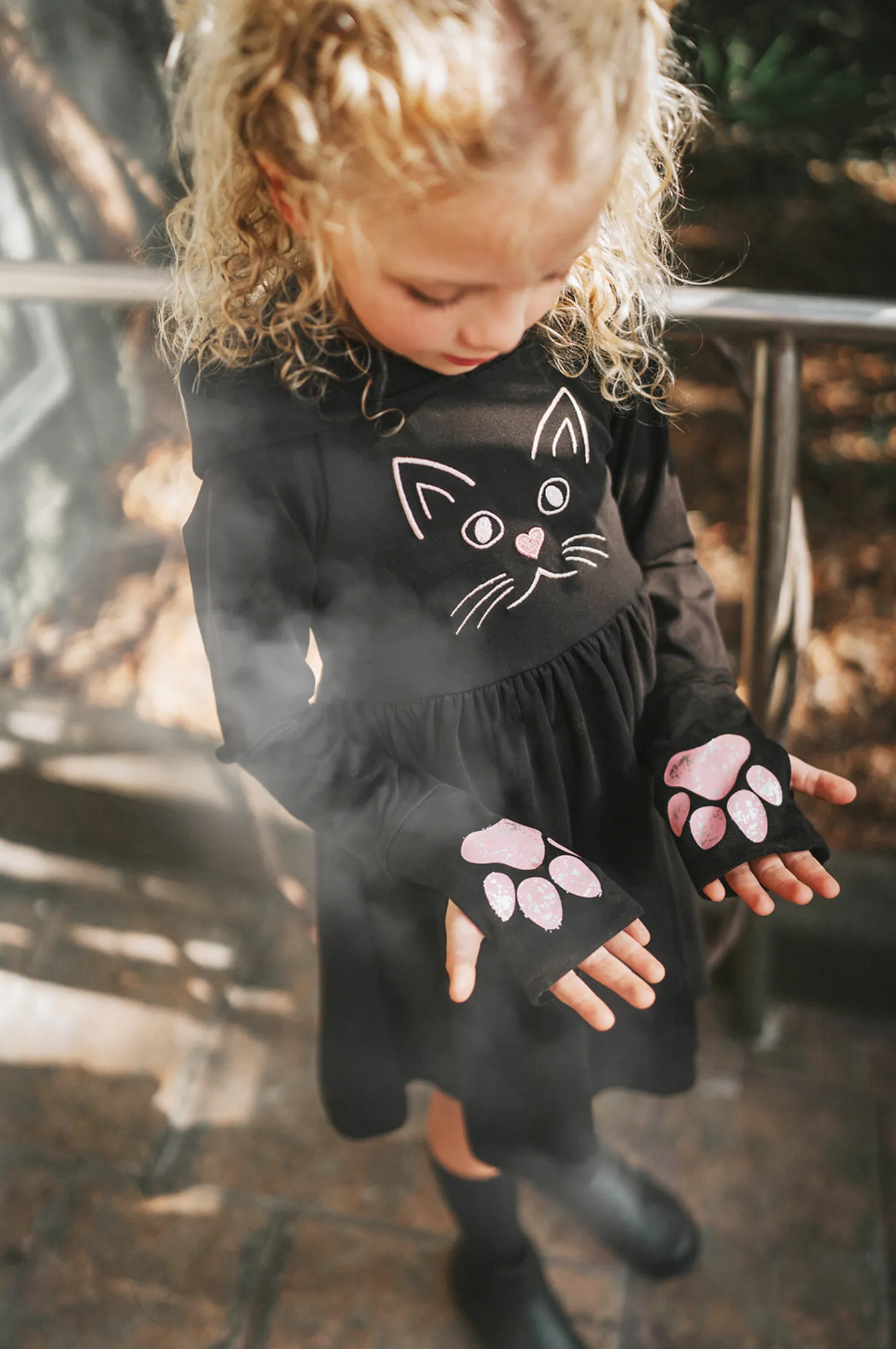 Black Kitty Twirl Dress with Paws