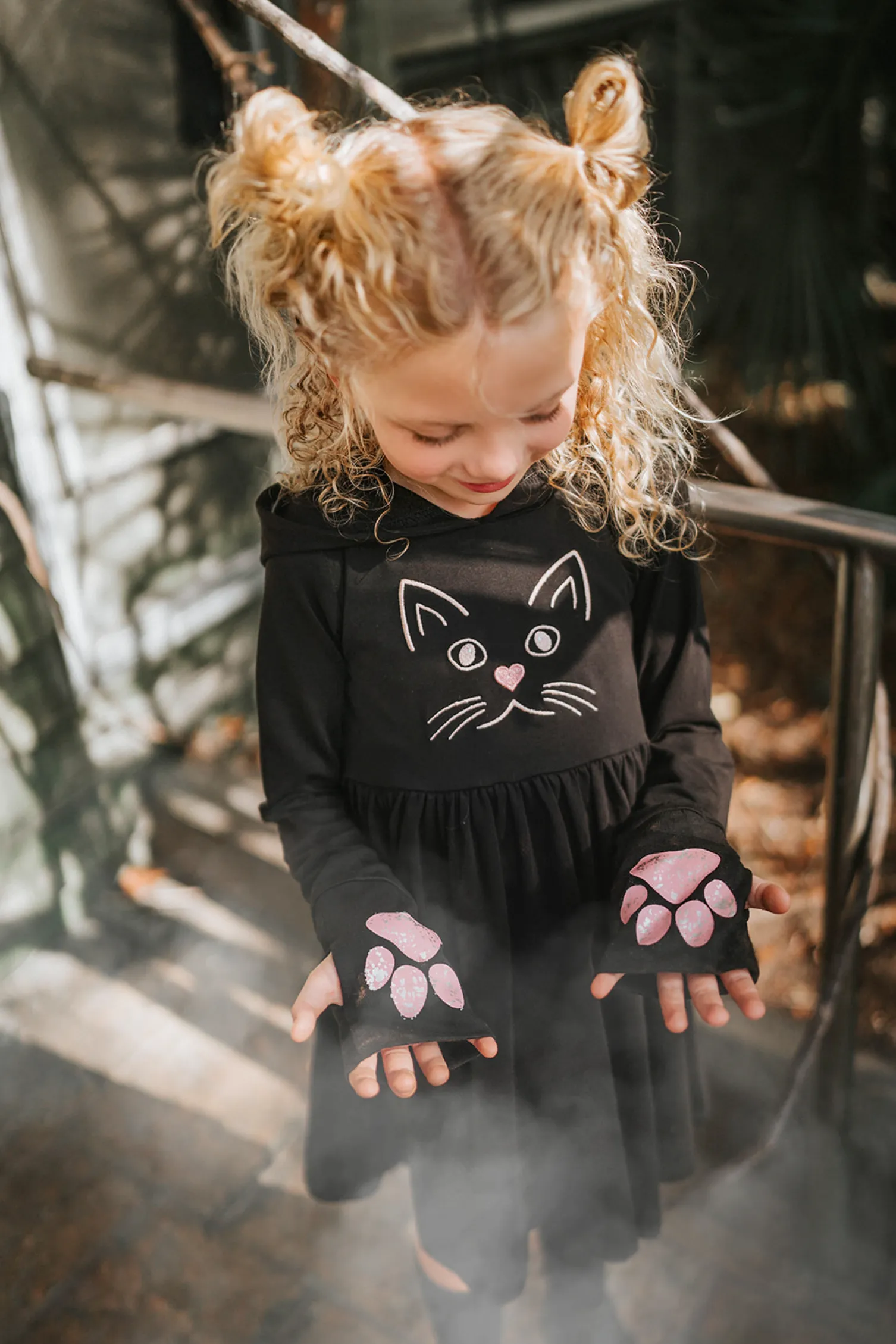 Black Kitty Twirl Dress with Paws