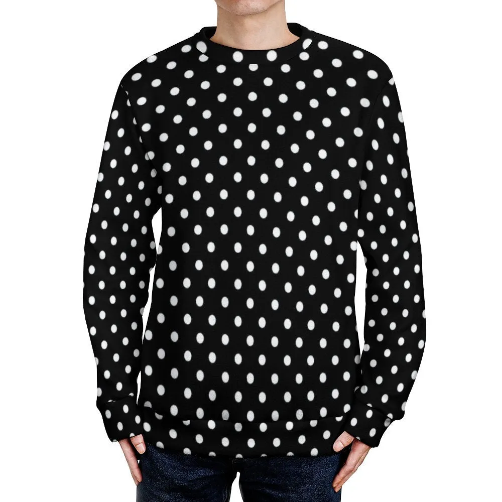 Black With White Polka Dots Unisex Crewneck Sweater