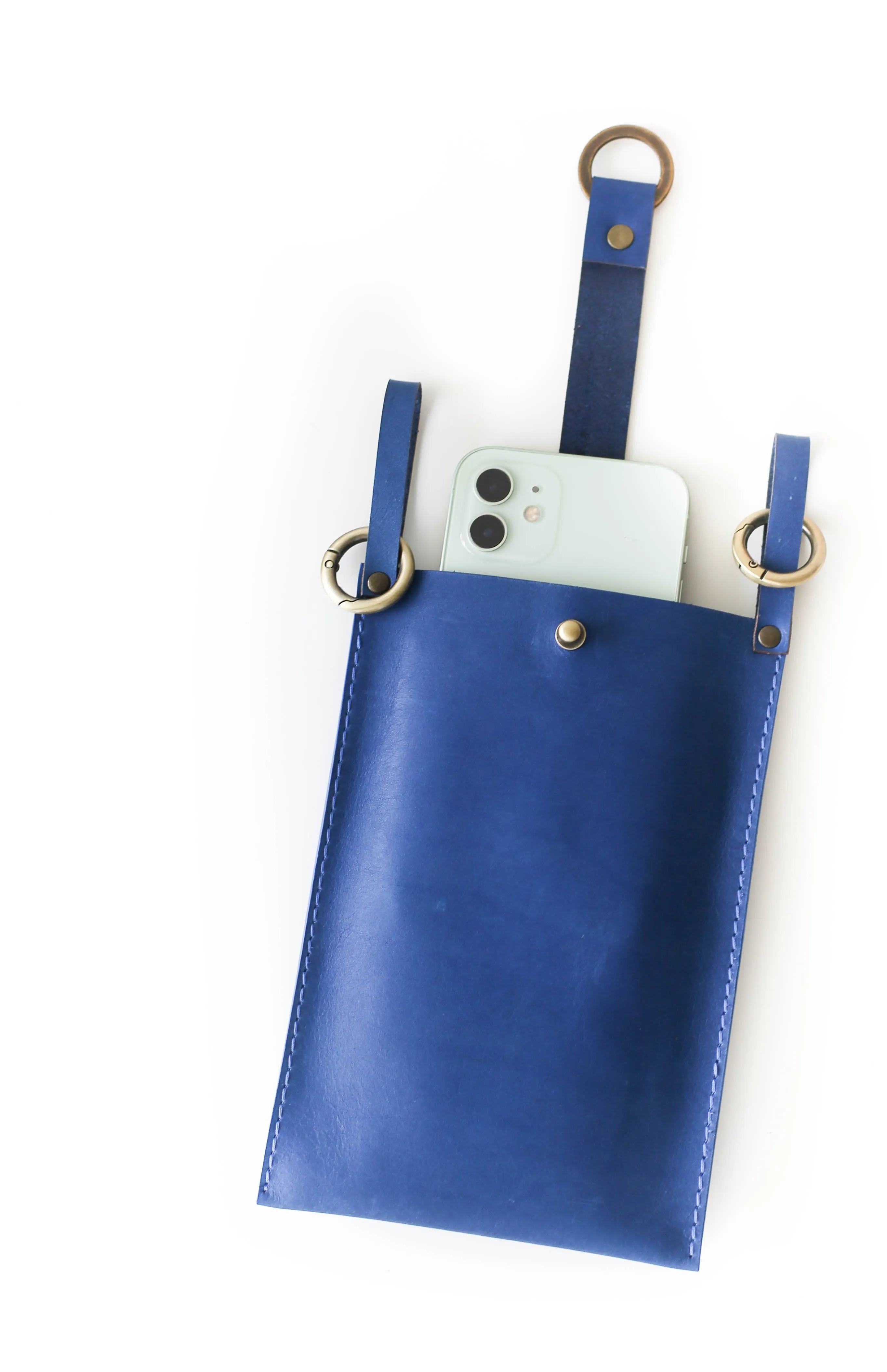 Blue Leather Phone Bag