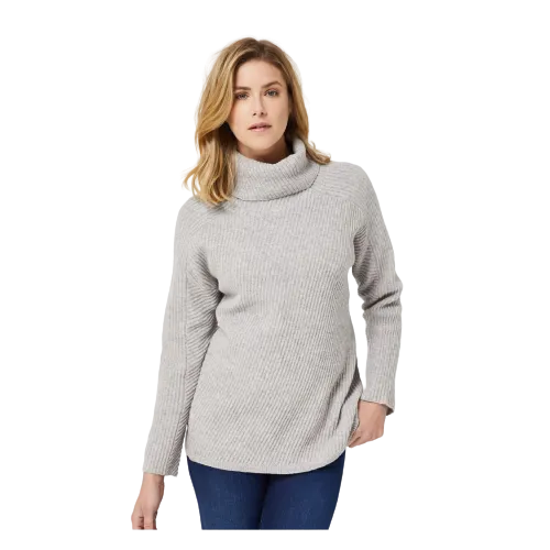 Bourke High Roll Neck Jumper - Grey | Midnight Blue