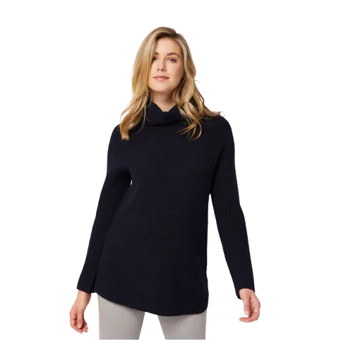 Bourke High Roll Neck Jumper - Grey | Midnight Blue