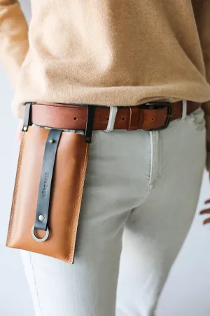 Brown with Black Leather Phone Bag