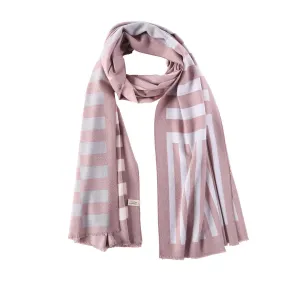 Cashmere Feel Long Scarf Light Brown Striped Print FCA003