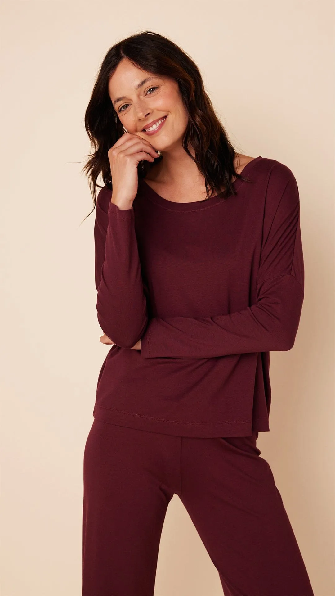 Classic Pima Knit Pullover Set - Mulled Wine