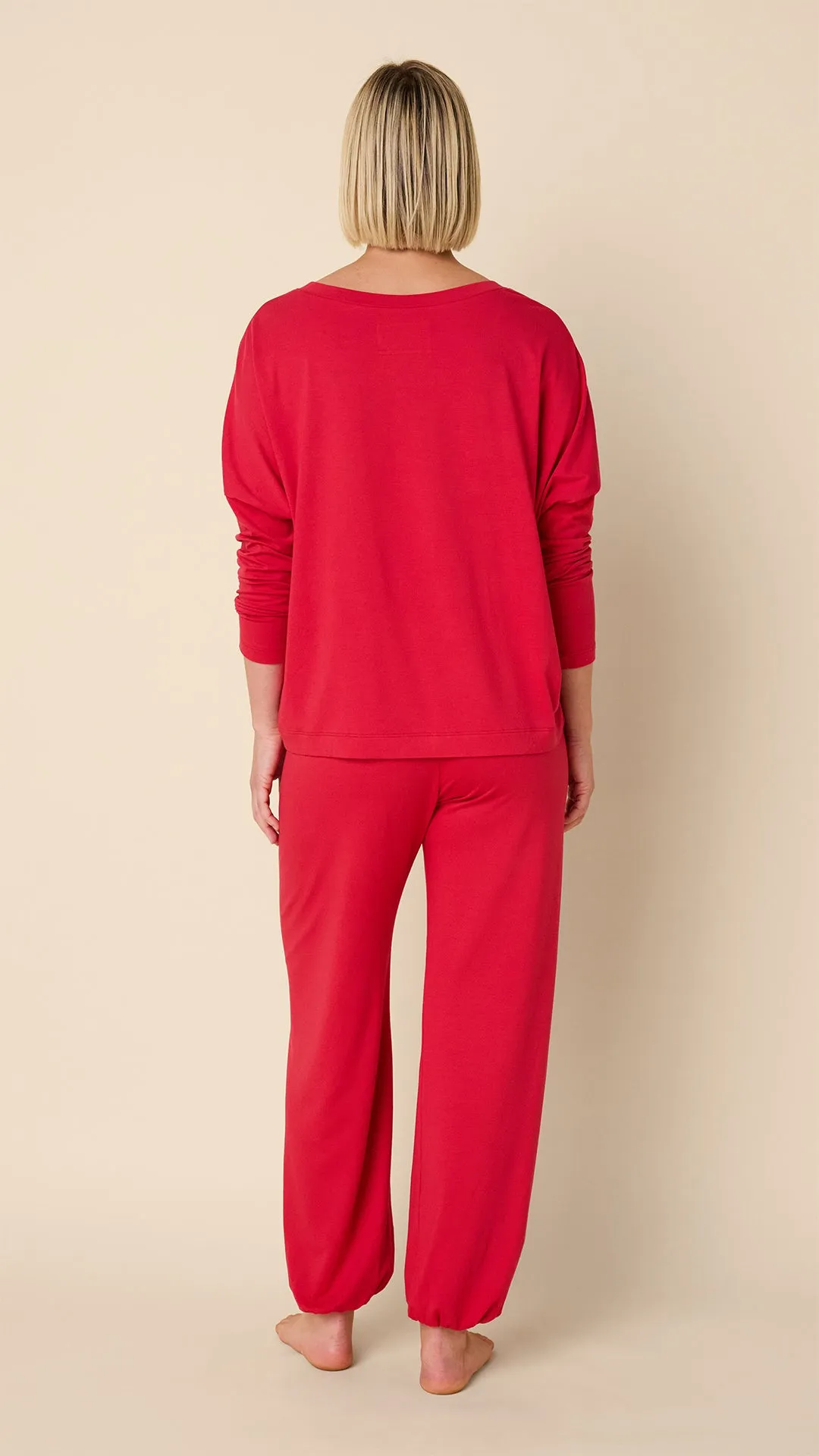 Classic Pima Knit Pullover Set - Red