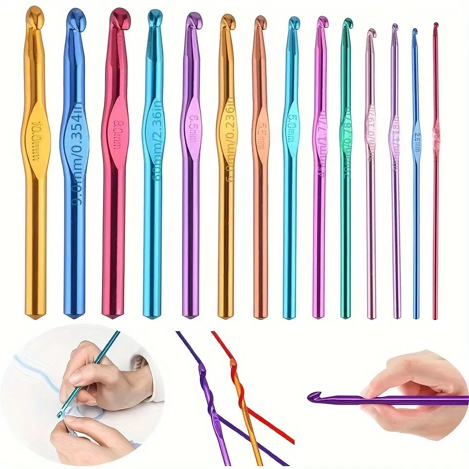 Colorful Aluminum Crochet Hooks for Beginners  Experienced Lovers