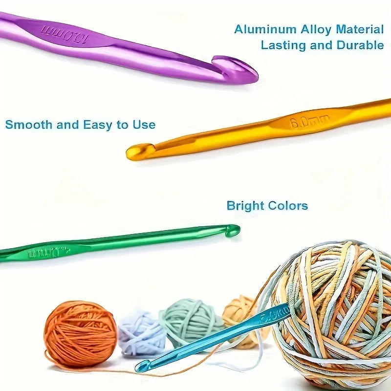 Colorful Aluminum Crochet Hooks for Beginners  Experienced Lovers