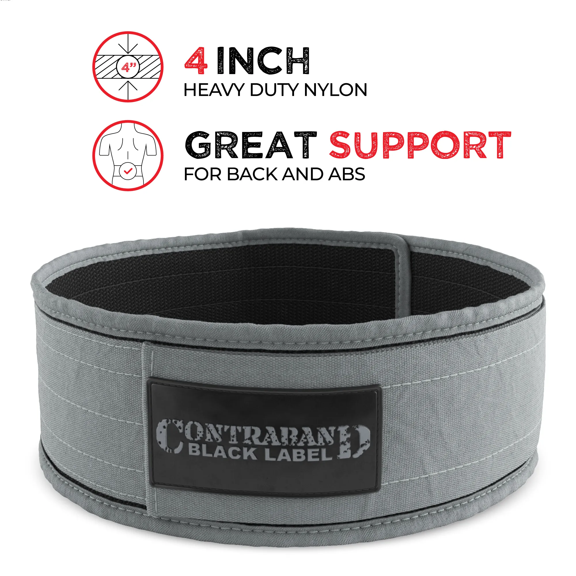 Contraband Black Label 4010 4 inch Nylon Weight Lifting Belt w/ Velcro