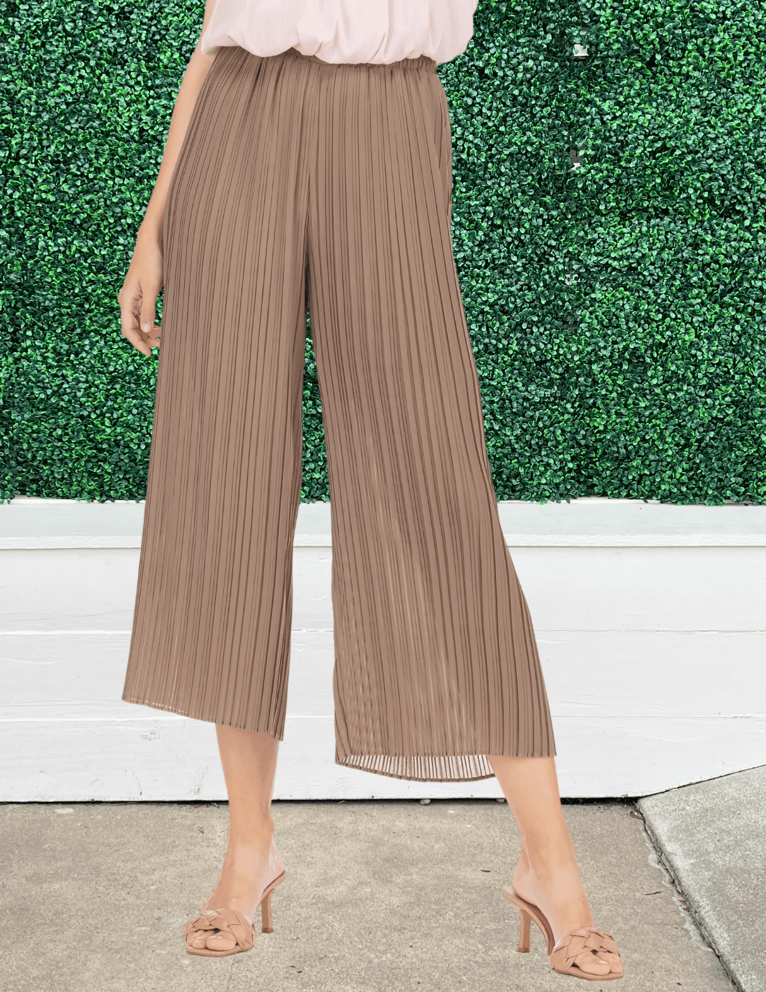 Cropped Pleated Palazzo Pant