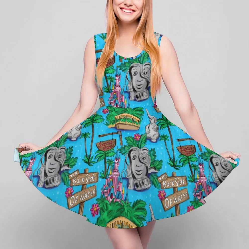 Disney Jungle Cruise Back Side Of Water Women's Sleeveless Round Neck Skater Dress