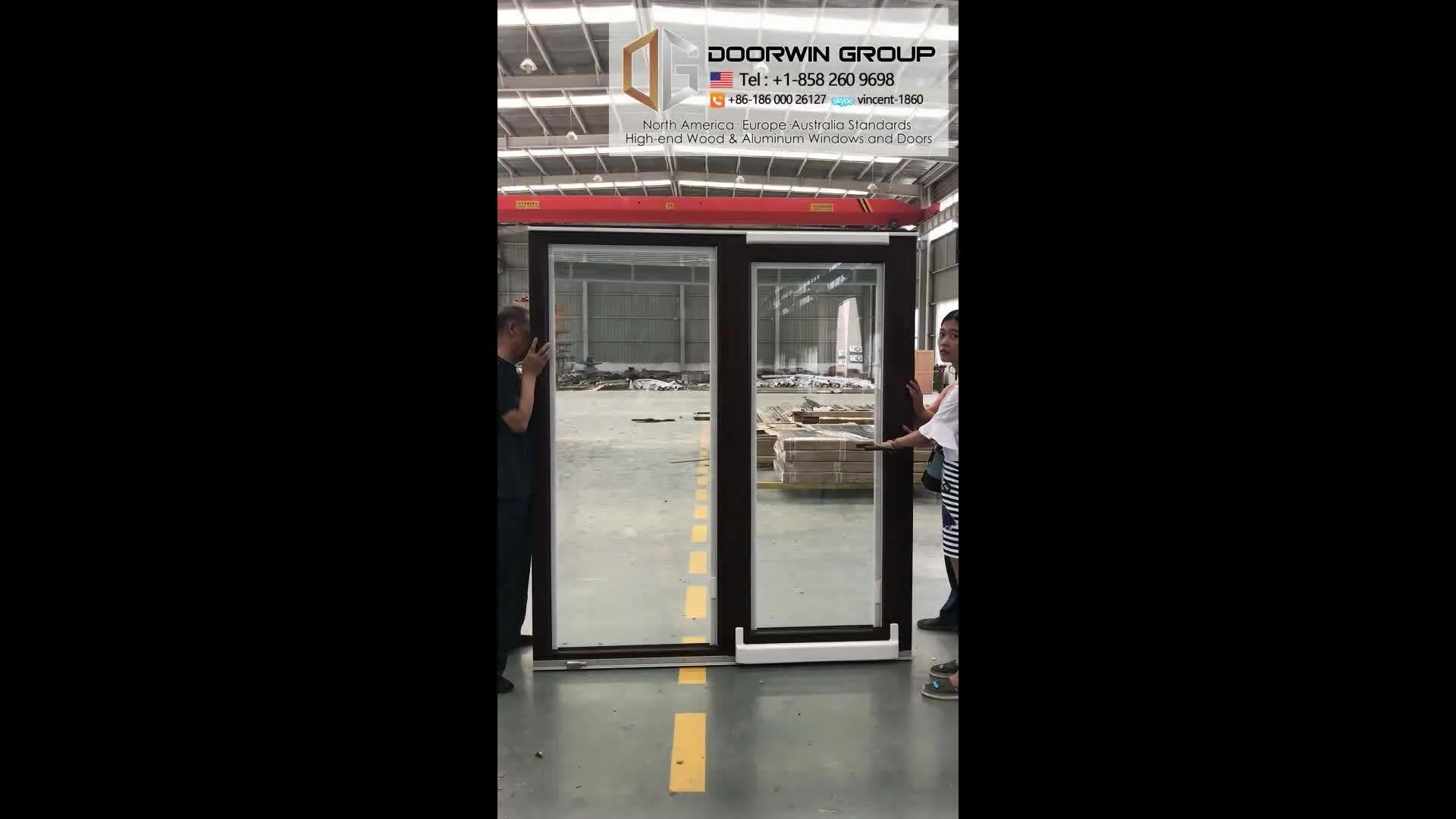 Doorwin 2021-aluminum wood frosted glass tilt sliding door