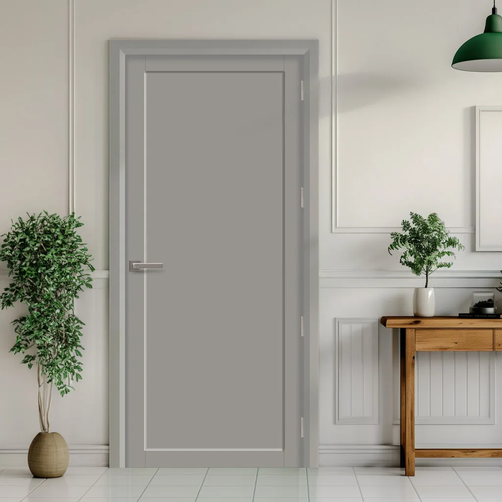 EasiKit Internal Door and Frame Kit - Baltimore 1 Panel Solid Wood Internal Door - Premium Primed - Colour Options