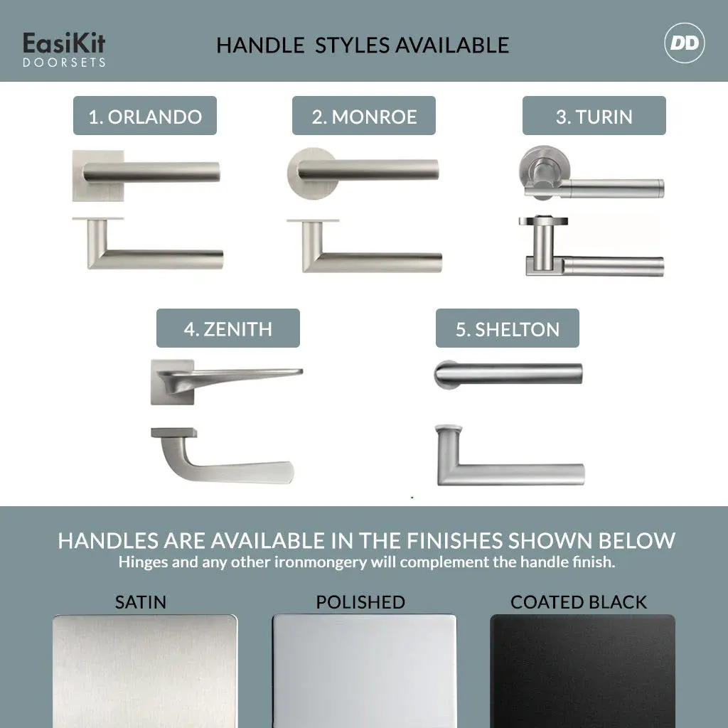 EasiKit Internal Door and Frame Kit - Baltimore 1 Panel Solid Wood Internal Door - Premium Primed - Colour Options