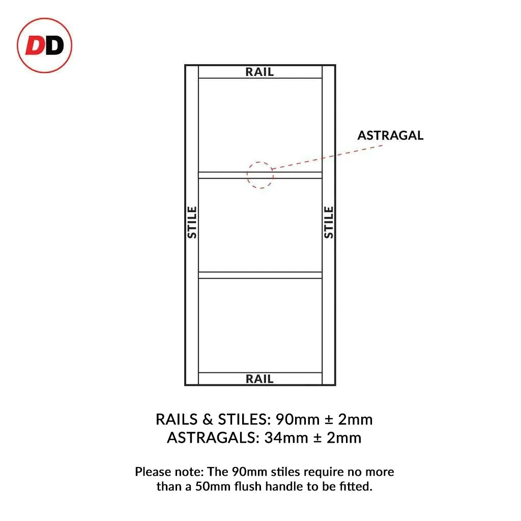 EasiKit Internal Door and Frame Kit - Berkley 2 Pane 1 Panel Solid Wood Internal Door - Premium Primed - Colour & Glass Options