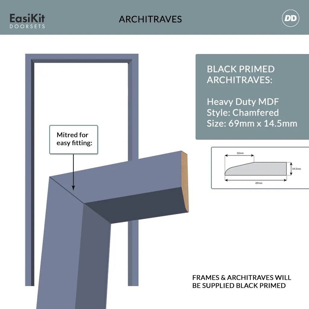 EasiKit Internal Door and Frame Kit - Boston 4 Panel Solid Wood Internal Door - Premium Primed - Colour Options