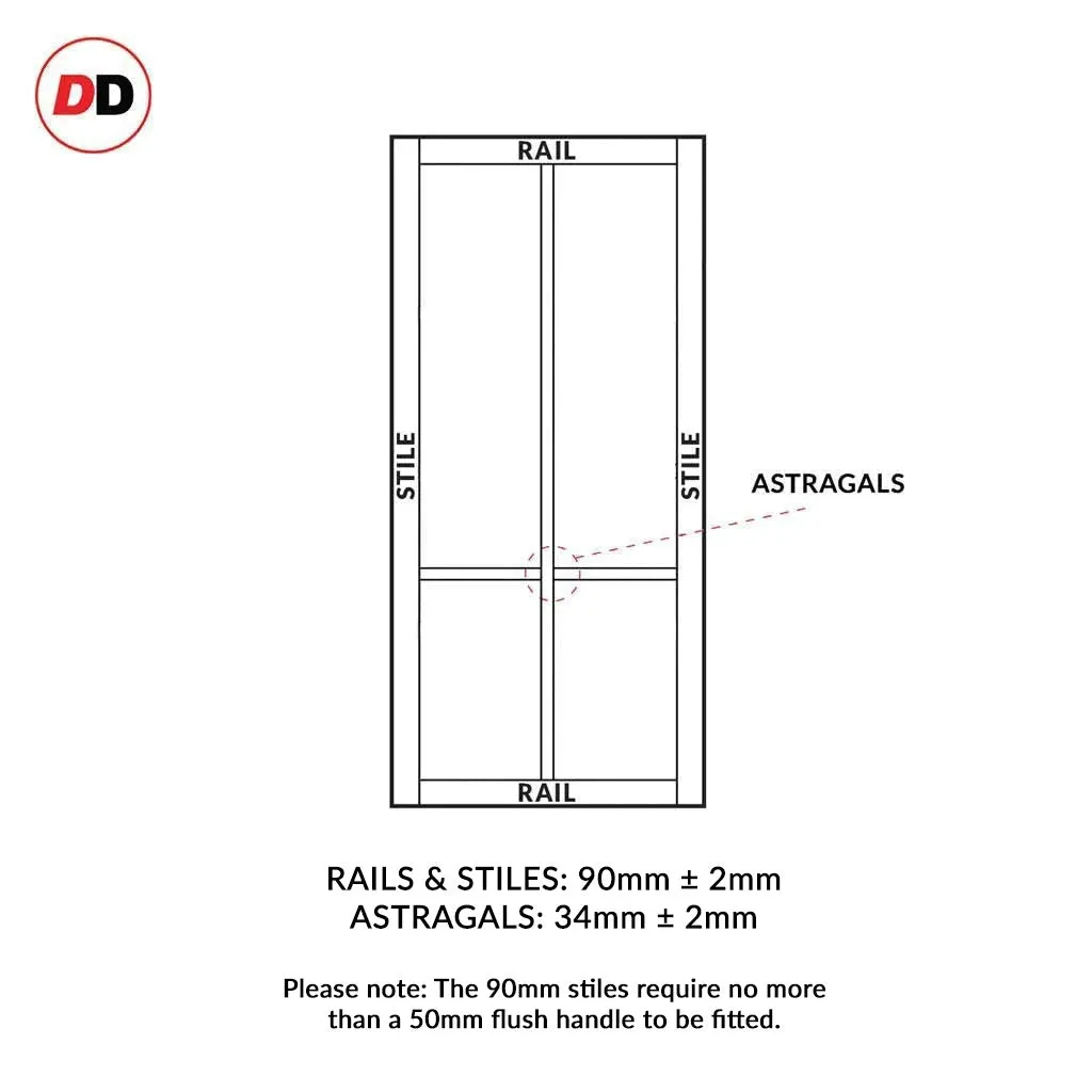 EasiKit Internal Door and Frame Kit - Bronx 4 Panel Solid Wood Internal Door - Premium Primed - Colour Options