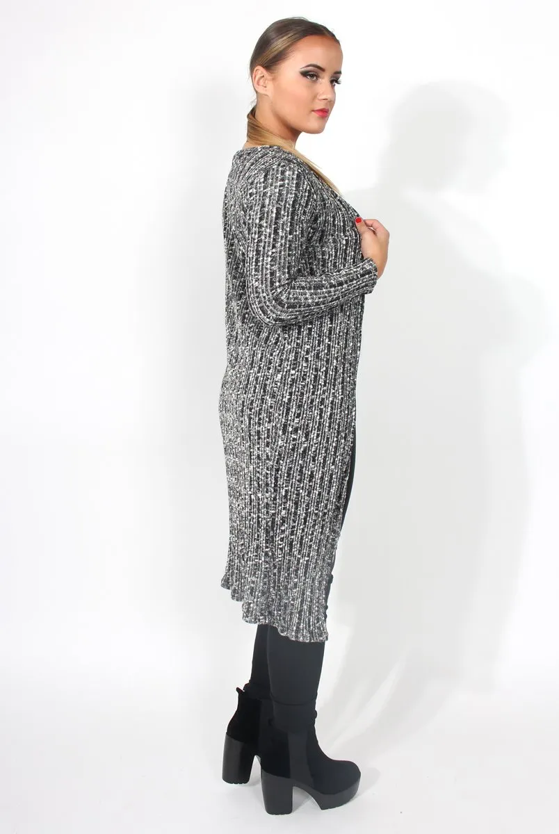 Elena Knitted Grey Long Length Jacket