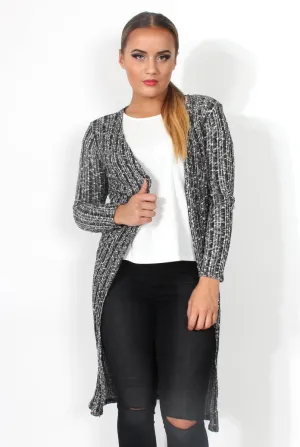 Elena Knitted Grey Long Length Jacket