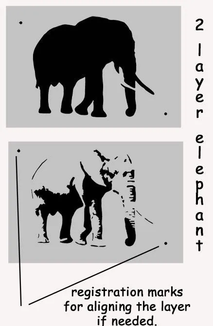 Elephant stencil 2 layers