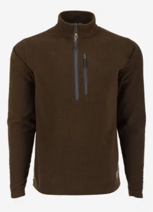 Fall River Grid Fleece Half Zip Pullover in Dark Brown by Drake