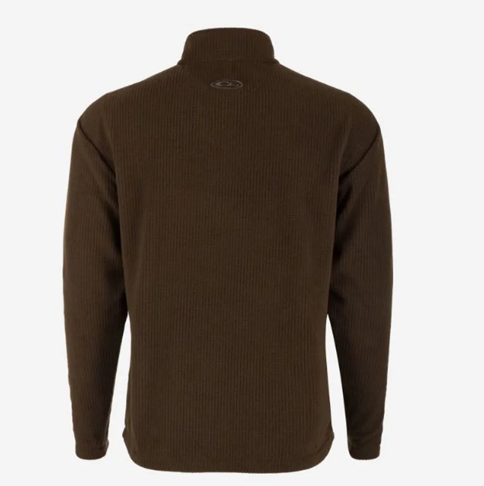 Fall River Grid Fleece Half Zip Pullover in Dark Brown by Drake