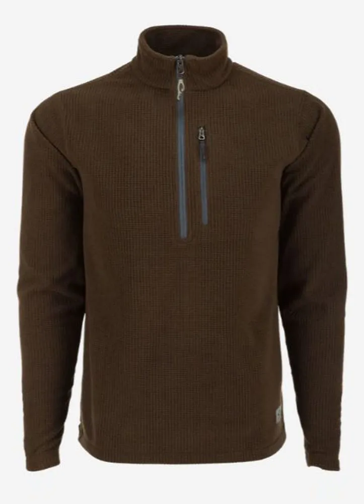 Fall River Grid Fleece Half Zip Pullover in Dark Brown by Drake