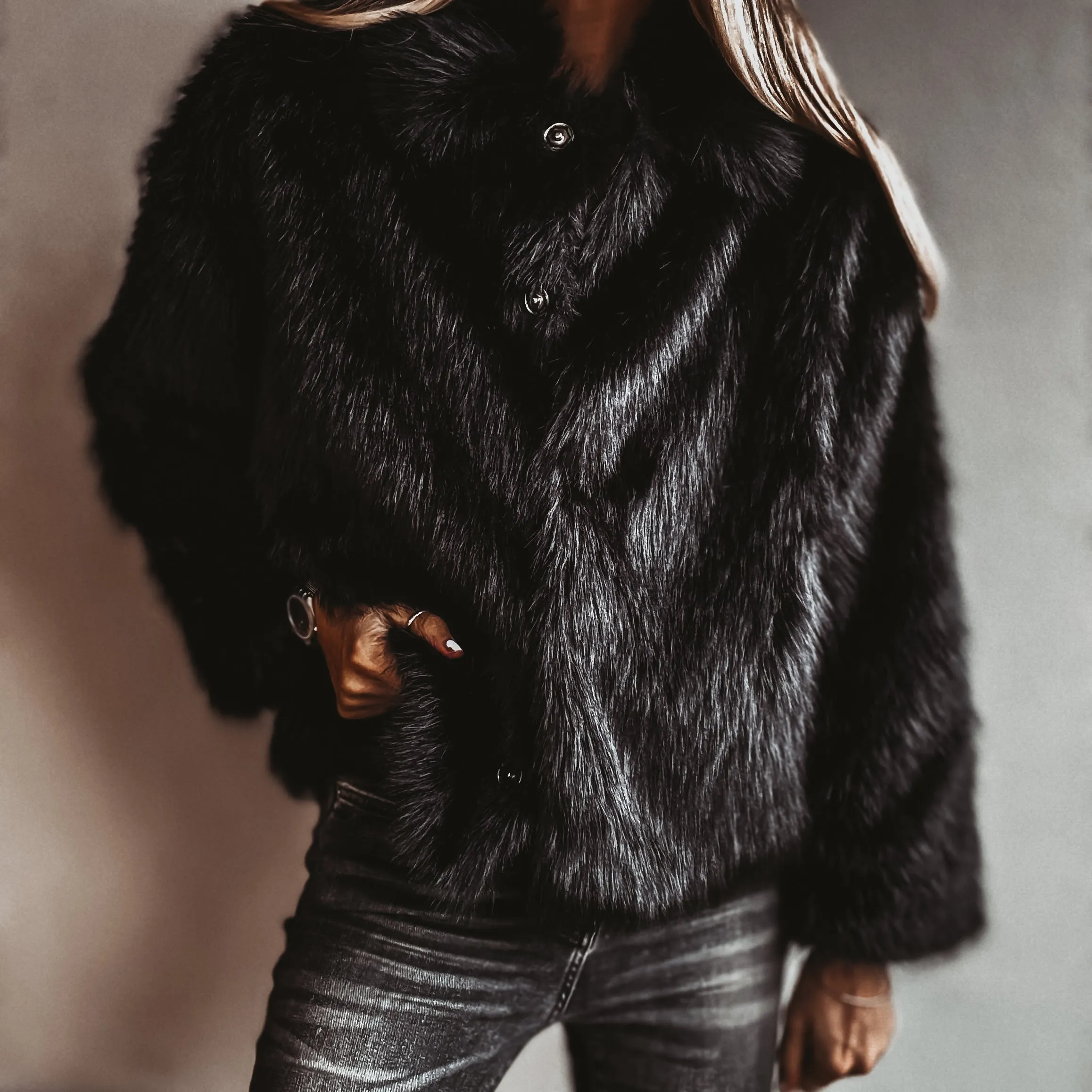 Faux fur BLACK jacket *NEW*