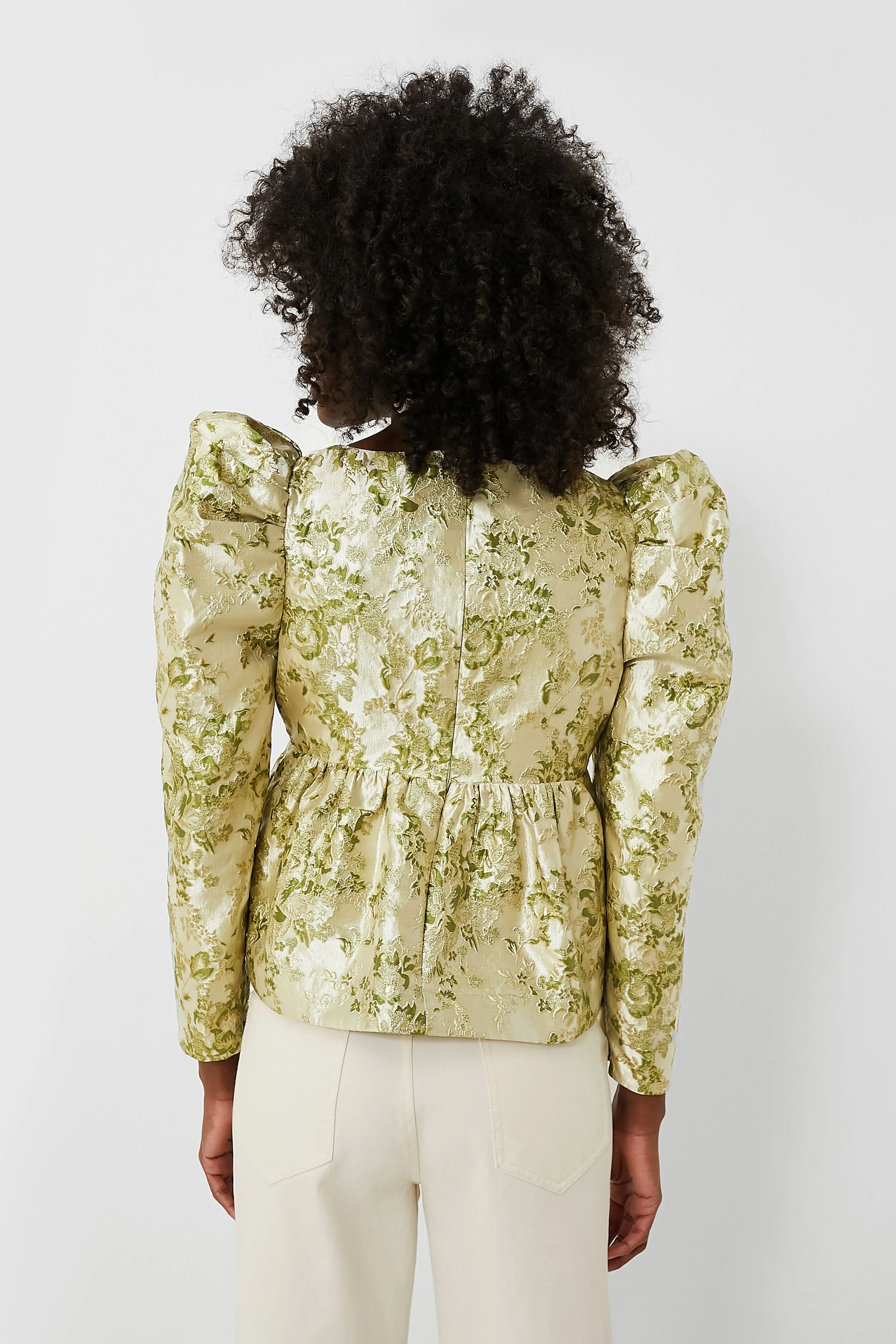 Green Jacquard Bridgerton Blouse