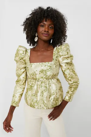 Green Jacquard Bridgerton Blouse