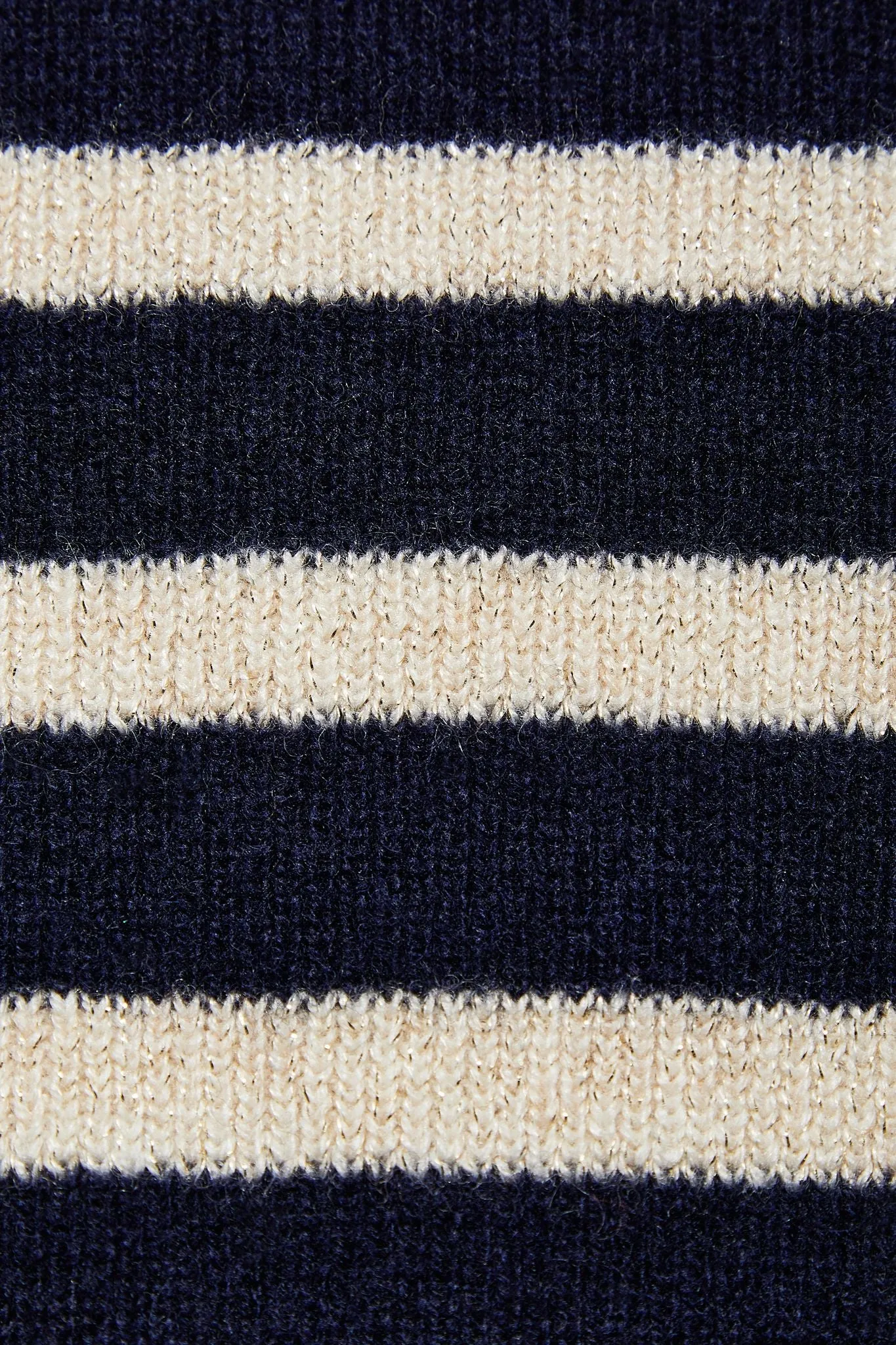 Helena - Blue and Cream Lurex Breton Stripe Jumper - Wool and Cashmere