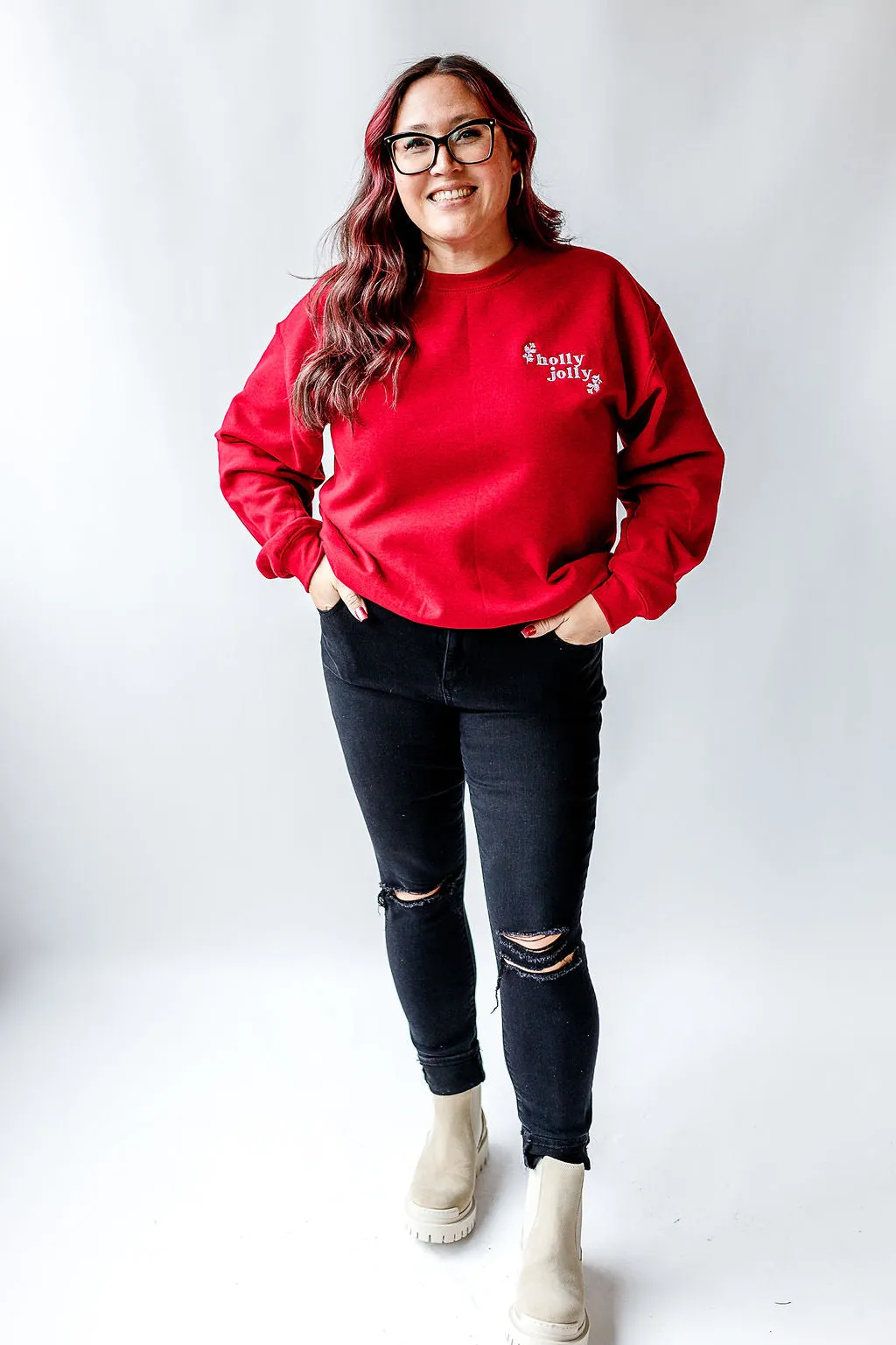 Holly Jolly Embroidered Pullover