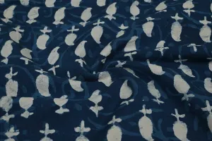 Indigo Blue & White Motifs Cotton Fabric