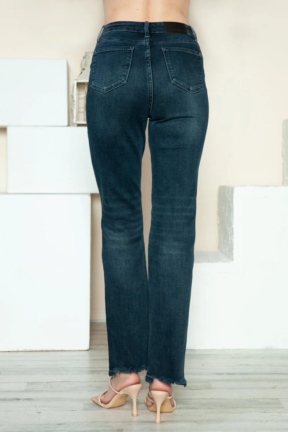 Judy Blue Button Fly Hem Destroy Straight Jeans