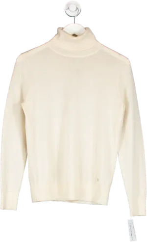 Karen Millen Cream 100% Wool Roll Neck Knit Jumper UK M