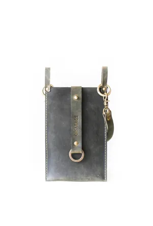 Khaki Green Leather Phone Bag