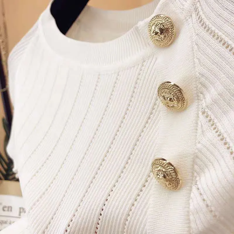 Knitted Button detail Blouse